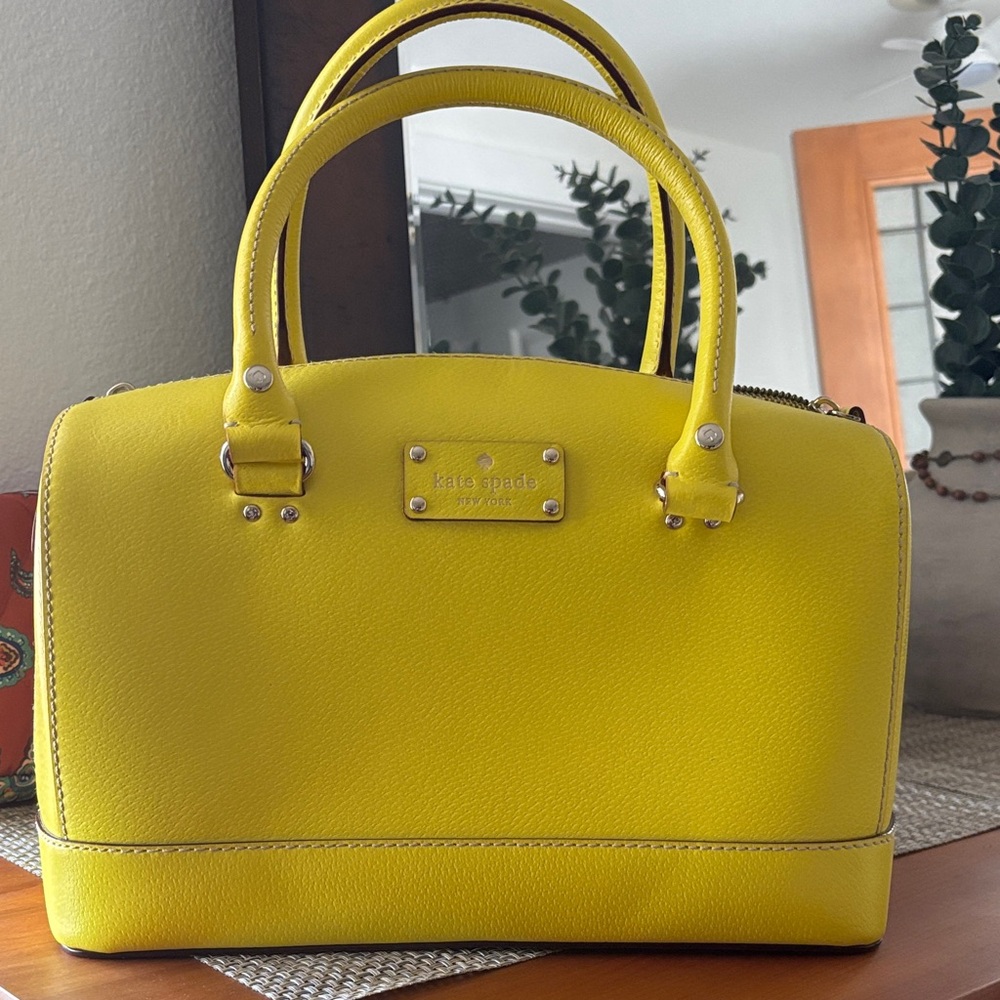 Kate Spade structured Vibrant Yellow Satchel with dust bag.